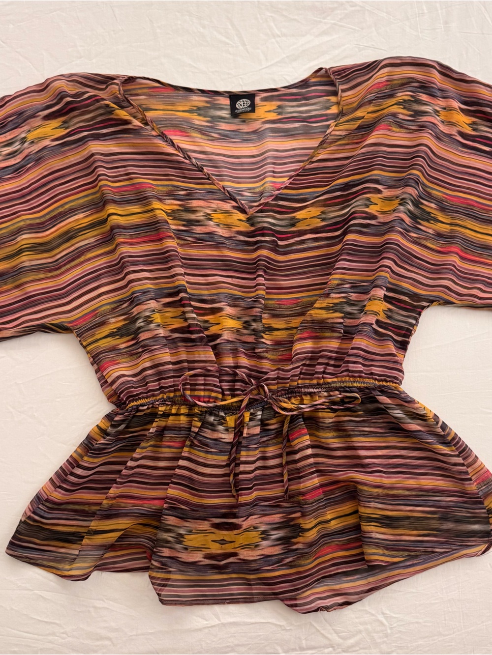 Bobeau multicoloured striped top/ coverup